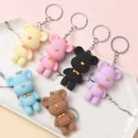 Gantungan Kunci Boneka Beruang PVC Lembut & Bulu - Aksesoris Tas Lucu & Hadiah Unik keychain somebo