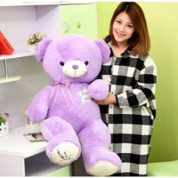 huge 100cm lavender teddy bear plush toy bear doll throw pillow gift w4106