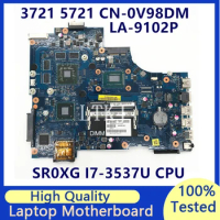 CN-0V98DM 0V98DM V98DM Mainboard For Dell 3721 5721 Laptop Motherboard With SR0XG I7-3537U CPU VAW11 LA-9102P 100% Tested Good