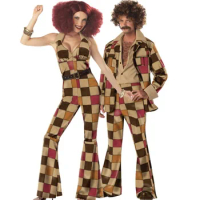 Retro 60s 70s Hippie Stagewear Costume for Men Women Halloween Indian Jumpsuit Hippie Hottie Party Performance Disco Clothes