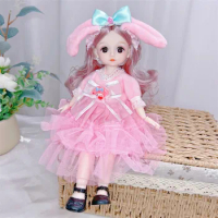 20 Joints 1/8 30CM BJD Doll 3D Simulation Eyes Pink Blue Fashion Clothes BJD Doll Multi-joint Doll Princess Doll Cute BJD Doll