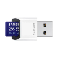 【SAMSUNG 三星】PRO Plus microSDXC U3 A2 V30 256GB記憶卡 含高速讀卡機 公司貨(Switch/ROG Ally/GoPro)