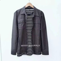 ootdsupply OOTDSUPPLY Jaket Trucker Canvas Abu Grey - Semi Parka - Jaket Canvas - Jaket Pria