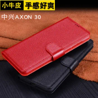 Luxury Genuine Leather Flip For Zte Axon30pro Leather Half Pack Phone Case For Axon 30 Pro Ultra Phone Cases Shockproof