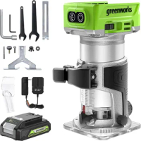 Greenworks 24V Brushless Compact Router with 2Ah Battery and Charger