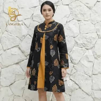 LANGITJUA BATIK SOLO - Glenca 02| Tunik Batik Model Pias XXL Hitam-kuning