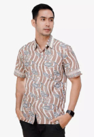 Elegant Batik Zein Krem Abu Kemeja Batik Pria Premium Elegant Lengan Panjang B.K