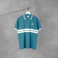 Polo LACOSTE LINE WHITE AQUA BLUE POLO 100% ORIGINAL M