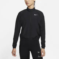 【NIKE 耐吉】外套 Swoosh Run Jacket 女款 Dri-FIT 收納成托特包 乾爽 反光 黑 白(DD4926-010)