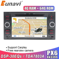 Eunavi 4G 64G Android 10 Car Radio DVD Multimedia For Ford Focus Mondeo S-max C-MAX Galaxy Fiesta Fusion Connect kuga 2 Din GPS