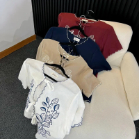 SELUSA| KUMARA LINEN TOP ATASAN BORDIR DAUN DETAIL DENGAN PITA DEPAN
