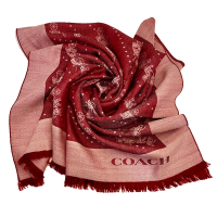 COACH 經典馬車100%羊毛絲巾圍巾(楓葉紅)
