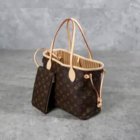 Tas LOUIS VUITTON LV NEVERFULL PM ECLIPSE BROWN TOTE BAG WITH POUCH 100% ORIGINAL 28X12X5CM
