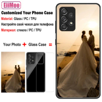 Custom Photo Glass Cases For Samsung Galaxy S20 S21 FE S22 S23 Plus Note 20 Ultra A02 M11 M12 M21 M21S M31 M31S M51 M10 M10S 5G