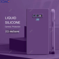 Basic Liquid Silicone Case Cover for Samsung Galaxy Note9 Note 9 Internal Flocking Original Square Funda Phone Soft Back Carcasa