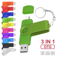 High Speed 3 IN 1 Type-C USB 2.0 Flash Drives Pendrive usb key OTG USB Flash Drive 64GB 32GB 16GB 128GB 256gb Pen Driver Cle USB