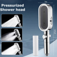 Three-speed Booster Microphone Shower Head Pressurized Handheld Filter Large Water Shower Head Skin 