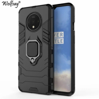 Wolfsay For OnePlus 7T Case, OnePlus 7T Car Holder Armor Cases Hard PC &amp; Soft Silicone Cover for OnePlus 7T With Magnet 6.55"