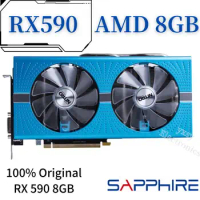 SAPPHIRE RX 590 8GB Graphics Cards GPU Radeon RX590 RX590 GME 8GB Nitro AMD Video Card Desktop PC Screen Computer Game Map
