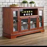 Bufet tv jati minimalis full kaca ukuran 160x45x85