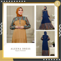 Arrafi Terbaru Aleena Dress Gamis Wanita Dewasa Muslim Rayon Premium Motif Lengan Panjang