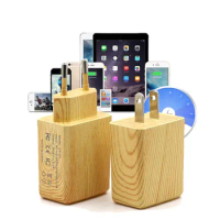 100pcs Wood Design 2A Outlet Supply Charging Plug Dual USB Ports Wall Charger Travel Adapter For mobile phone and Tablet
