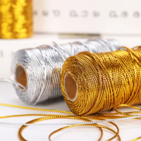 Handmade 1.5mm Gold Silver Cord Rope thread Twisted Macrame String DIY for Home Wedding decoration Tag and Gift packaging Cord