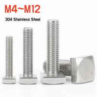 1~10Pcs M4 M5 M6 M8 M10 M12 304 A2 Stainless Steel Square Head Screws Foursquare Quadrate Shape Type Head Machine Bolt GB35