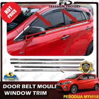 (4 Pieces/Set)PERODUA MYVI NEW 18 CHROME Door Belt Moulding / Window Trim Lining / Chrome Tepi Cermi