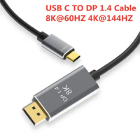 Thunderbolt 3 USB C DP1.4 cable type-c to displayport 1.4 8K 30hz 4K 144HZ PVC Aluminum alloy cable for MacPro Display XDR