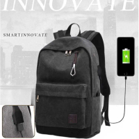 [COD] Tas Ransel Pria Casual Daypack Canvas Backpack with Headset and USB Port Polos Slot Laptop Hit