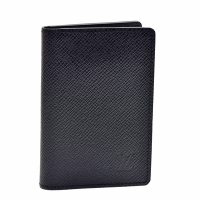 LV M30537 Pocket Organizer經典Taiga牛皮摺疊萬用卡夾(黑色)