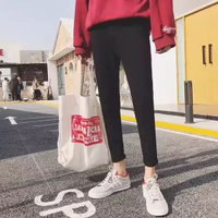 青少年牛仔褲男孩春秋季初高中學生直筒褲潮流帥氣大童休閒長褲子-小腳黑褲 S-款式1