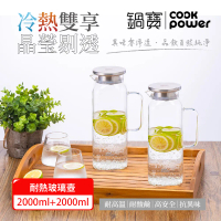 結帳享９折★【CookPower 鍋寶】PURE耐熱玻璃壺2000ml_二入組