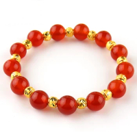 Natural Stone Imitation Gold Transfer Beads Bracelets Animal Year Women Feng Shui Jewelry