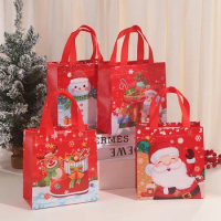 Santa Claus Paper Gift Bags, Candy and Cookies Packaging Bag, Kids Christmas Party Decorations, Baby Shower, 4Pcs