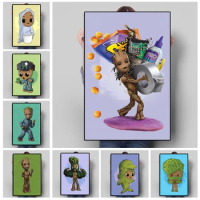 Disney Guardians Of The Galaxy Baby Groot Funny Poster And Print Cartoon Anime Groot Canvas Painting Nursery Wall Art Room Decor