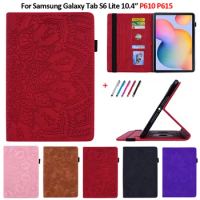 Case for Samsung Tab S6 Lite 10.4 inch SM-P610 P615 Embossed PU Leather Wallet Tablet for Galaxy Tab S6 Lite 2022 Case P613 P619