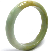【小樂珠寶】透清綠黃翡翠手鐲玉鐲天然A貨(手圍18.2號 內徑57mm V503)