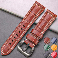 7 Colors Genuine Leather Watchbands For Panerai Watch Strap 20mm 22mm 24mm Thick Belt Accessories