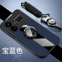 For Realme GT 5 Case Luxury PU Leather Magnetic Holder Phone Back Cover For Realme GT5 5G Ring Capa Silicone Shockproof Bumper