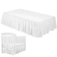 Mini Crib Skirt Nursery Crib Bedding Skirt For Baby 28 X 52 Ruffle Crib Skirt Crib Dust Ruffle With Pom-poms For Standard Cribs