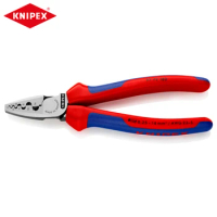 KNIPEX 97 72 180 Crimping Pliers 7-Inch Sleeve Type Terminal Crimping Plier for Wire Ferrules