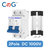CG 2 Pole DC Miniature Circuit Breaker 10A 16A 20A 25A 32A 40A 50A 63A 1000V Thermal Magnetic Trip Din Rail Mount Switch
