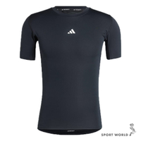 Adidas 緊身短袖上衣 男裝 排汗 黑【運動世界】JE6698