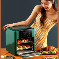 12L Electric Air Fryer Deep Fryers Oil Free Oven Toaster Double Layer Visual LCD Touch Screen Convection Oven Chicken Fryer