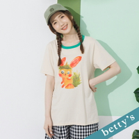 betty’s貝蒂思　圓領撞色印花短袖T-shirt(米白)