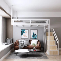 Modern small apartment, loft bed, hanging wall bed, wrought iron loft bed, dormitory apartment, creative hammock