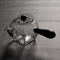 日式手工耐熱玻璃茶壺側把錘紋泡茶壺花茶壺耐高溫泡茶器功夫茶具