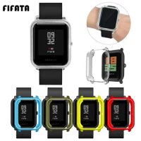 FIFATA For Xiaomi Huami Amazfit Bip S Half Package Screen Protective Shell For Amazfit Bip TPU Colorful Soft Silicone Watch Case